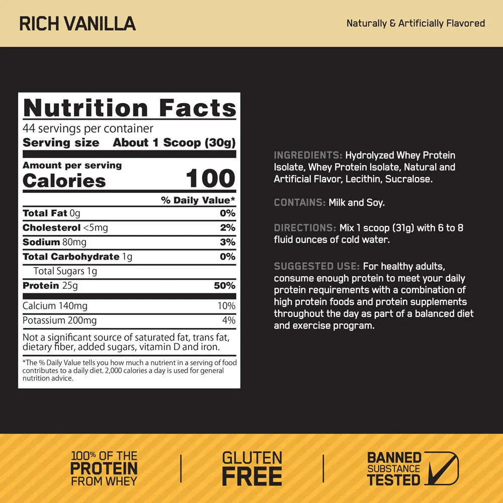 Gold Standard 100% Isolate Optimum Nutrition - Imagen 2