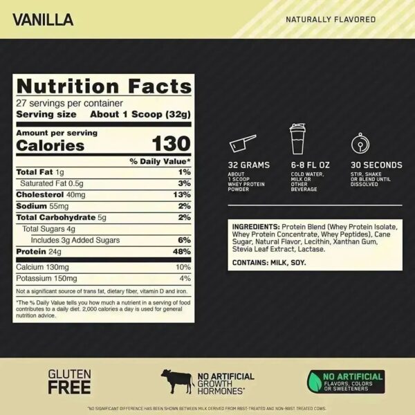 Alternative view of Gold Standard 100% Whey Naturally Flavored Optimum Nutrition